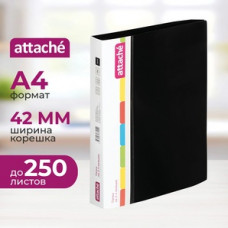 Папка на 2-х кольцах Attache пластик, ширин. 4.2см, пластик 0,7мм, черная